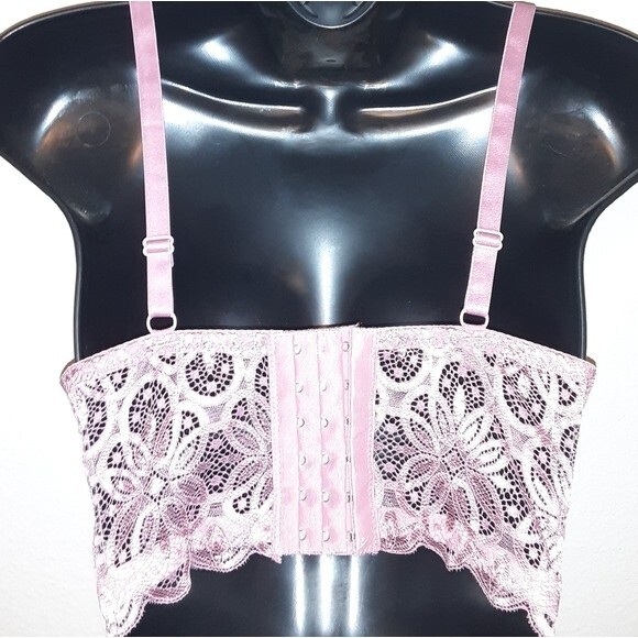 Youmita Mesa Rose Floral Lace Trim 36C Longline Bra NWT - Picture 5 of 8